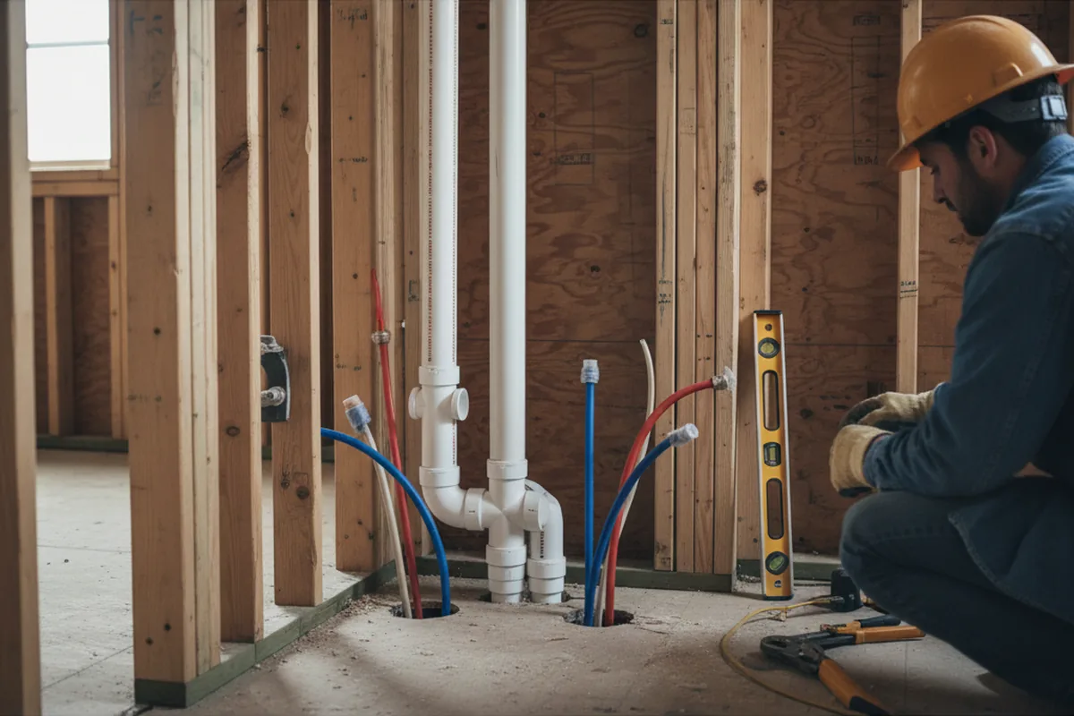 Drain and supply rough-in during Leak Detection in Jessup