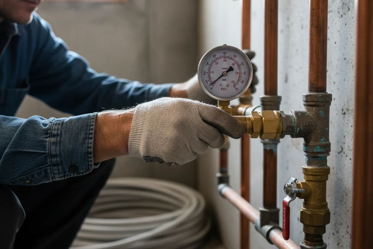 Pressure testing a repaired line during Water Line Repair in Jessup